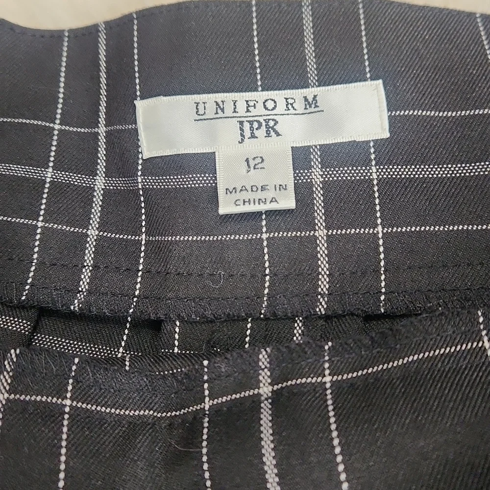 Vintage JPR Black Plaid Pleated Uniform Midi Skirt